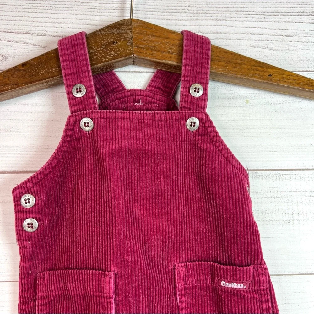 Vintage OshKosh B’Gosh Burgundy Corduroy Jumper Dress Fall 90’s Size 18-24 M